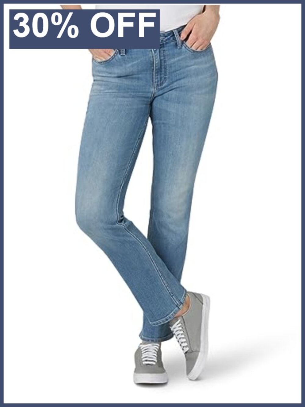 Lee Women's Mid Rise Straight Leg Jeans Regular Fit Cotton Stretch